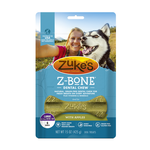 Zukes Z-Bones Grain Free Clean Apple Crisp Dental Dog Treats