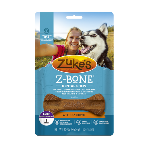 Zukes Z-Bones Grain Free Clean Carrot Crisp Dental Dog Treats