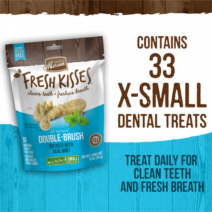 Merrick Fresh Kisses Dog Dental Treats With Mint Breath Strips Dog Treats for Toy Breeds