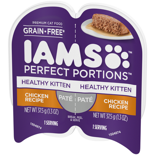 Iams Perfect Portions Healthy Kitten Chicken Pate Wet Cat Food Tray