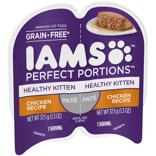 Iams Perfect Portions Healthy Kitten Chicken Pate Wet Cat Food Tray