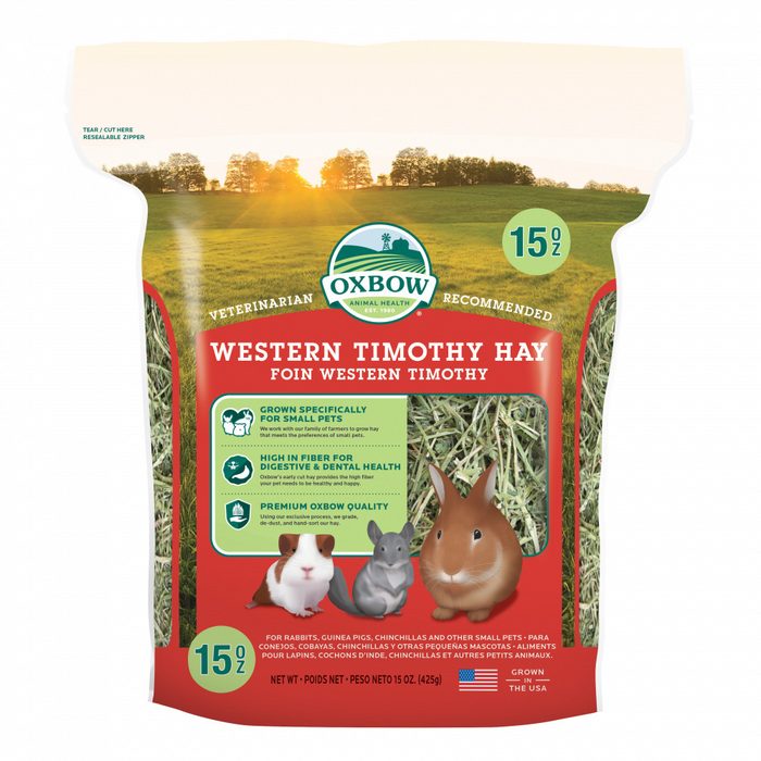 Oxbow Animal Health Western Timothy Hay All Natural Hay for Rabbits Guinea Pigs Chinchillas Hamsters & Gerbils