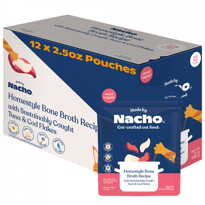 Made By Nacho Diced Grain-Free Recipe Sustainably-Caught Tuna & Cod Recipe With Bone Broth