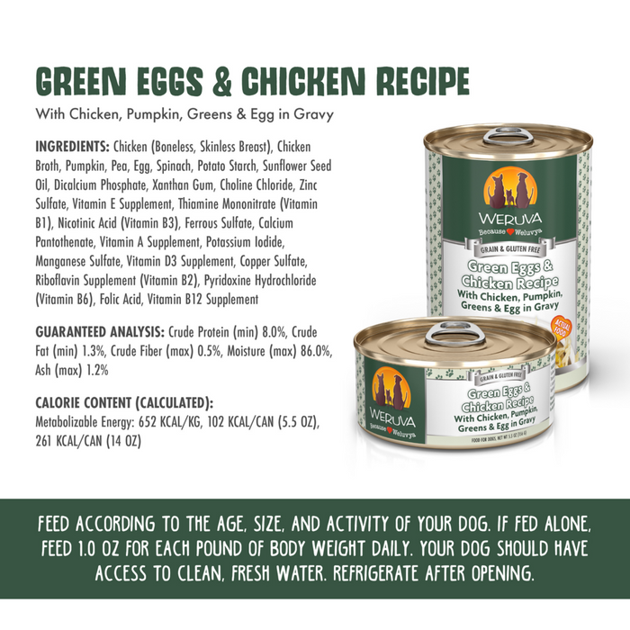 Weruva Green Eggs & Chicken with Chicken, Pumpkin, Greens & Eggs Canned Dog Food