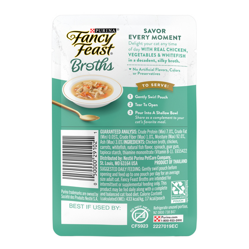 Fancy Feast Broths Chicken and Whitefish Wet Cat Food