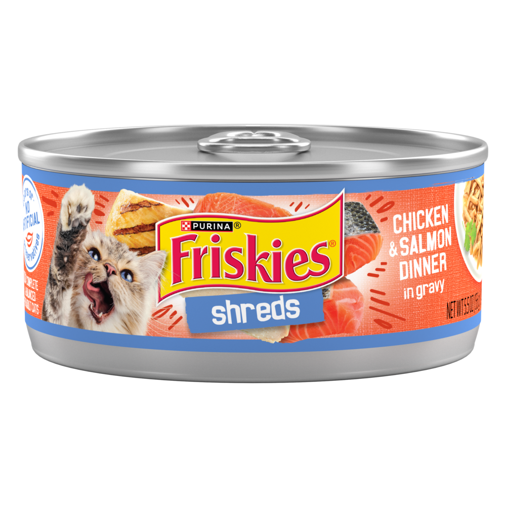 Friskies Savory Shreds Chicken And Salmon Dinner In Gravy Canned Cat Food