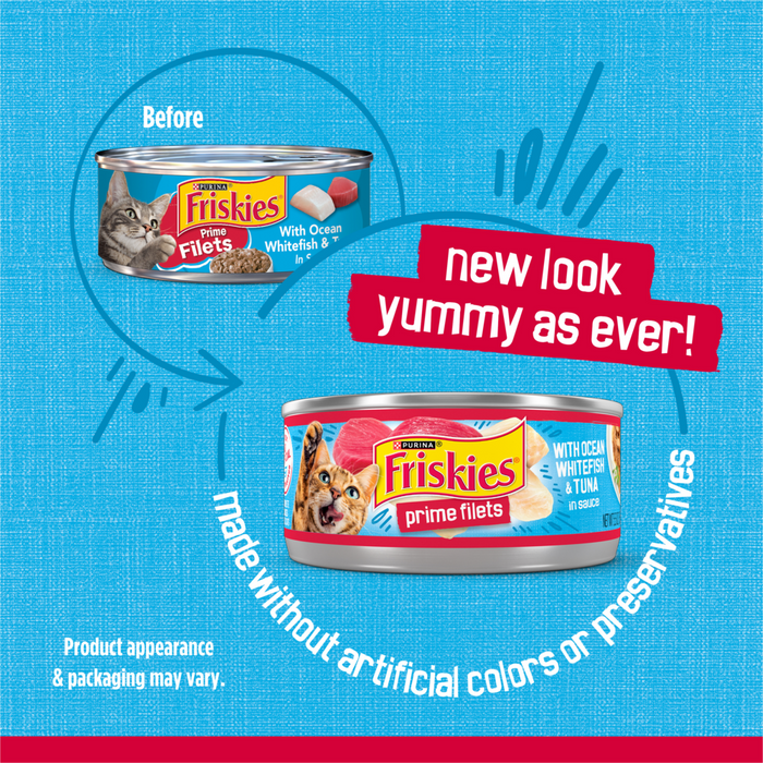 Friskies Prime Fillets with Ocean Whitefish and Tuna in Sauce Canned Cat Food