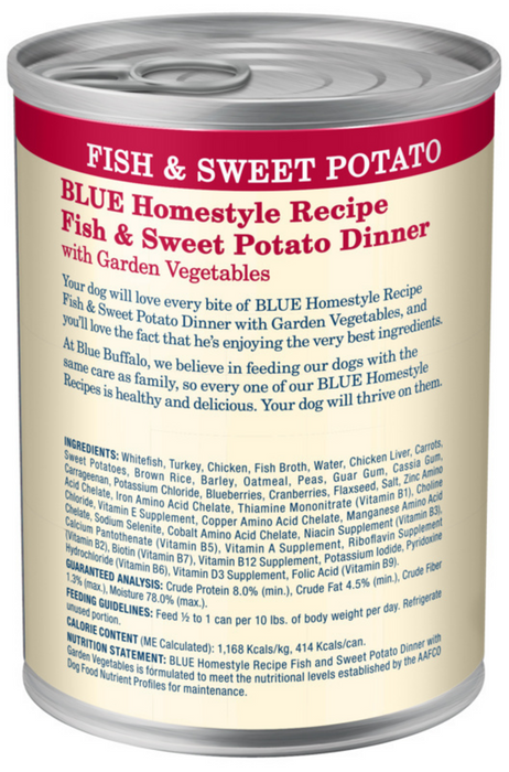 Blue Buffalo Homestyle Recipe Adult Fish & Sweet Potato Dinner with Garden Vegetables Canned Dog Food