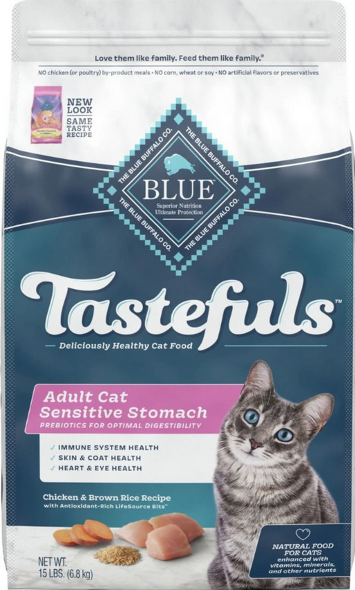 Blue Buffalo Tastefuls Adult Cat Sensitive Stomach Chicken & Brown Rice Recipe Dry Food