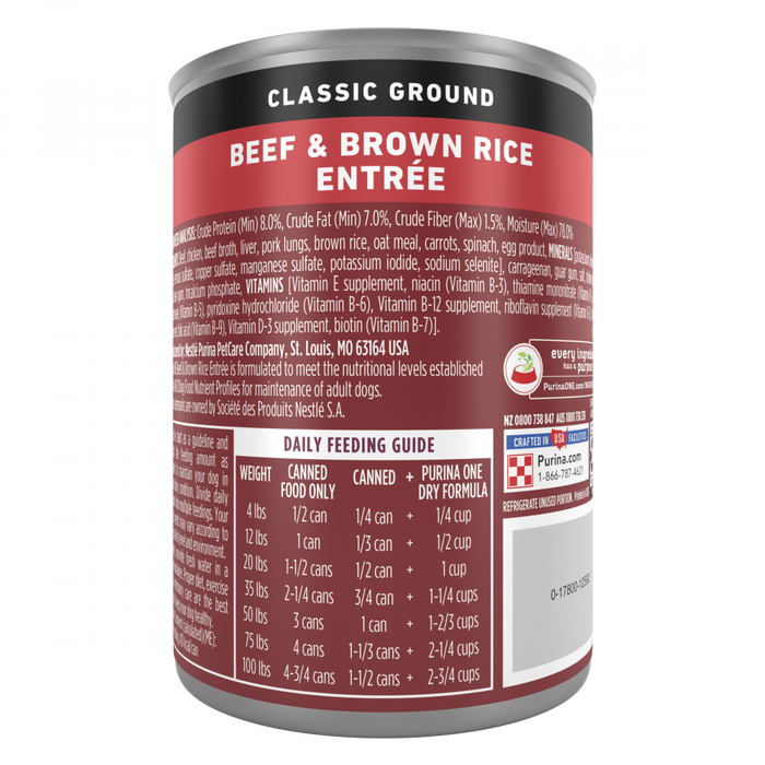 Purina One Wholesome Beef & Brown Rice Entree Canned Dog Food