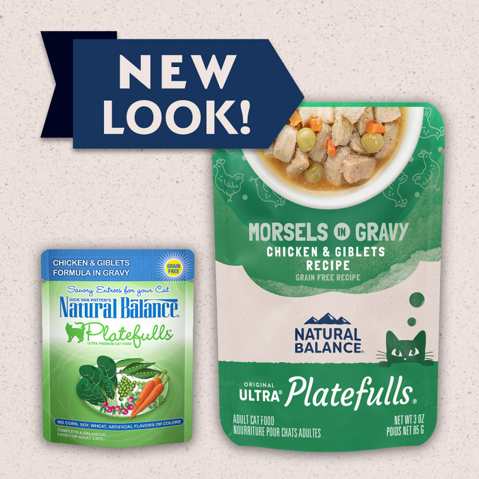 Natural Balance Original Ultra Platefulls Chicken & Giblets Recipe Morsels in Gravy Wet Cat Food Pouches