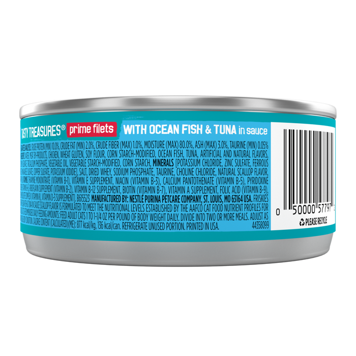 Friskies Tasty Treasures Prime Fillet with Ocean Fish & Tuna Scallop Flavor Canned Cat Food