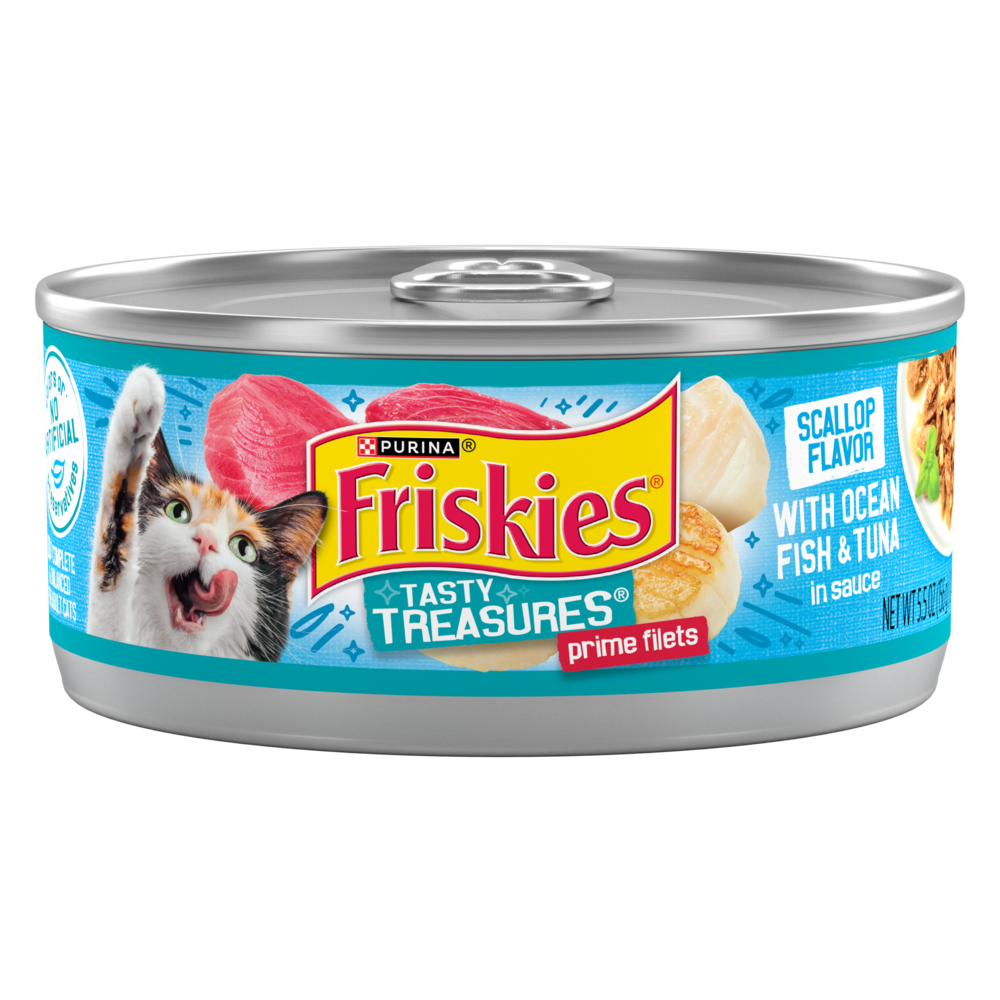Friskies Tasty Treasures Prime Fillet with Ocean Fish Tuna Scallop Flavor Canned Cat Food
