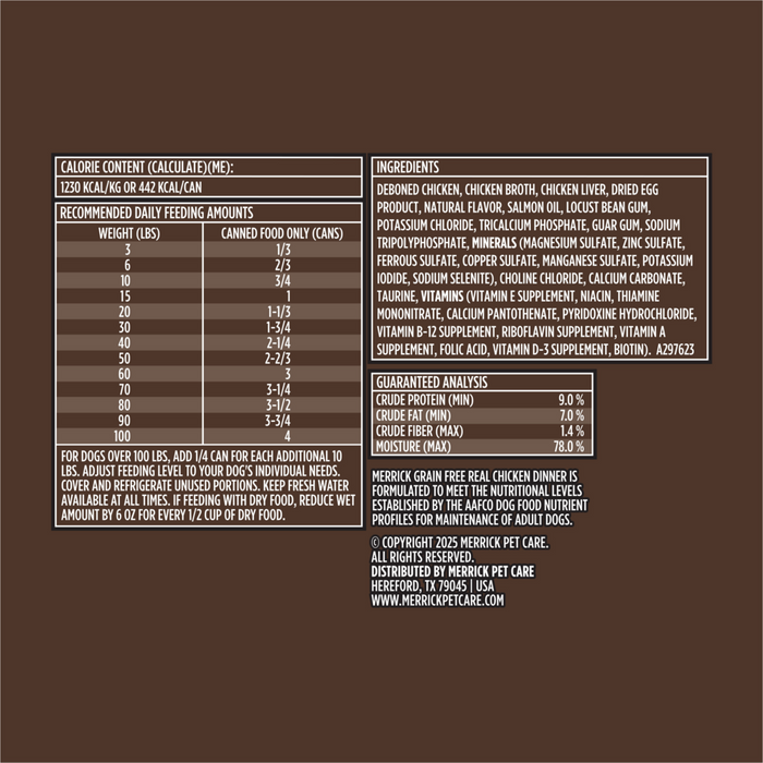 Merrick Grain Free 96% Real Chicken Canned Dog Food
