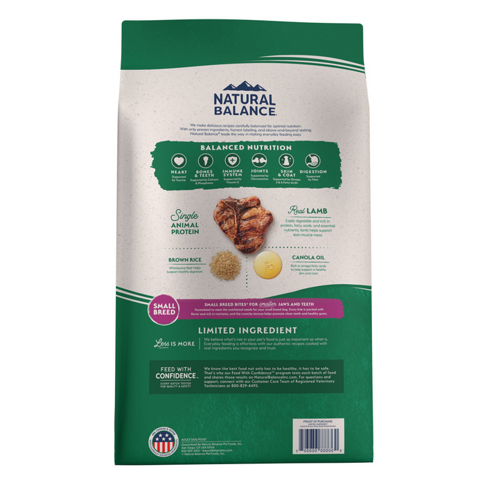 Natural Balance Limited Ingredient Lamb & Brown Rice Small Breed Recipe Dry Dog Food