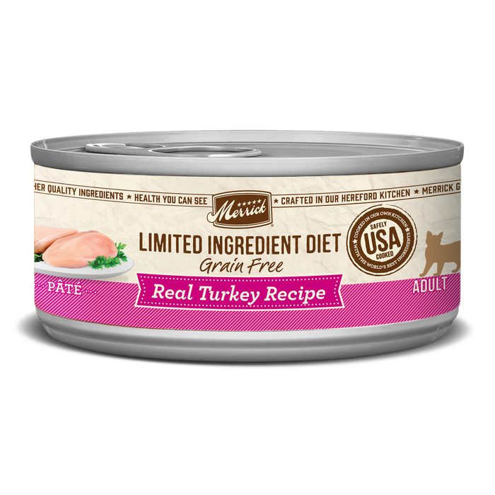 Merrick Limited Ingredient Diet Premium Grain Free And Natural Canned Pate Wet Cat Food, Turkey Recipe