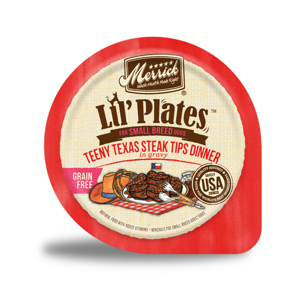 Merrick Lil' Plates Small Breed Grain Free Teeny Texas Steak Tips Dog Food Tray