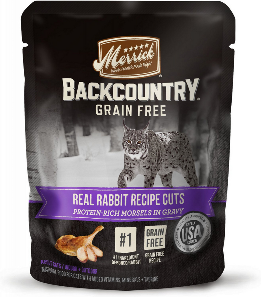 Merrick Backcountry Grain Free Gluten Free Premium High Protein Wet Cat Food, Rabbit Recipe Cuts With Gravy