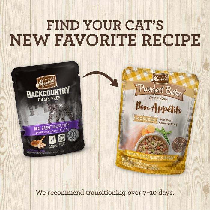 Merrick Backcountry Grain Free Gluten Free Premium High Protein Wet Cat Food, Rabbit Recipe Cuts With Gravy