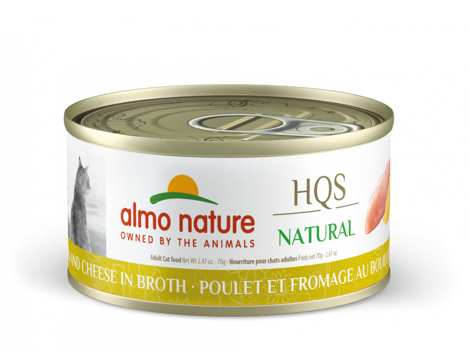 Almo Nature HQS Natural Cat Grain Free Chicken and Cheese In Broth Canned Cat Food