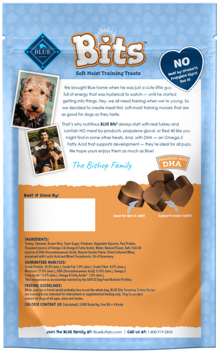 Blue Buffalo Bits Tempting Turkey Natural Soft-Moist Training Treats