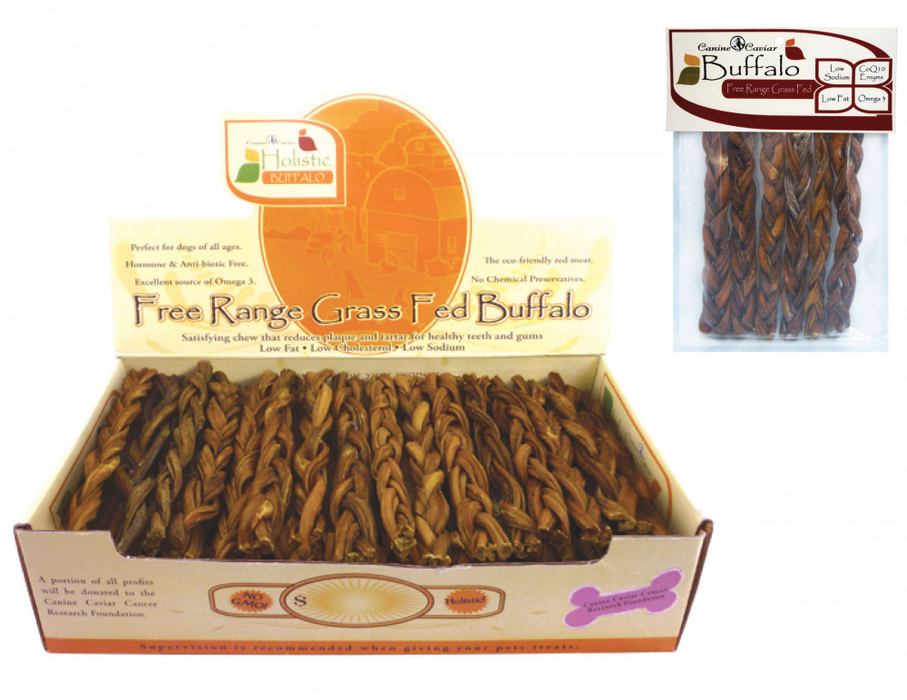 Canine Caviar Braided 6-Inch Buffalo Bully Sticks