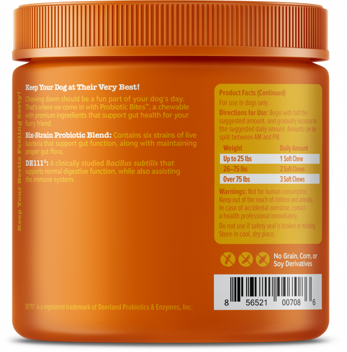 Zesty Paws Probiotic Bites with Digestive Enzymes Pumpkin Soft Chews for Dogs