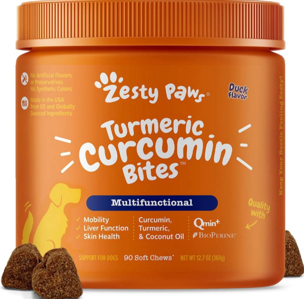 Zesty Paws Turmeric Curcumin Bites Joint & Immune Health Duck Soft Chews for Dogs