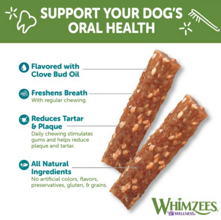 Whimzees Medium Veggie Strip Dental Chew Dog Treats