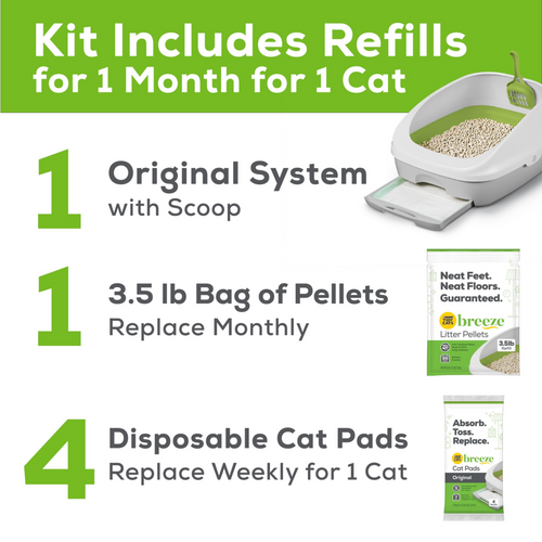 Tidy Cats Litter Box System, Breeze System Starter Kit Litter Box, Litter Pellets & Pads