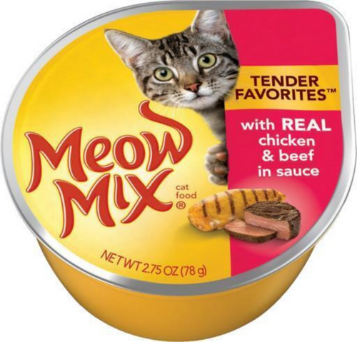 Meow Mix Tender Favorites Real Chicken and Beef in Gravy Cat Food Cups