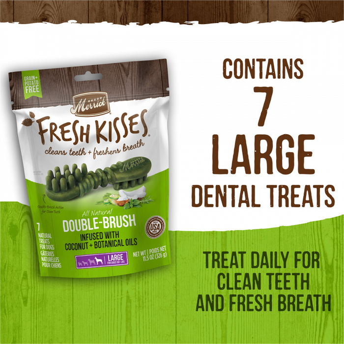 Merrick Fresh Kisses Dog Dental Treats Coconut Plus Botanical Oils Recipe Dog Treats for Large Breeds