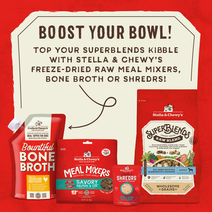 Stella & Chewy's SuperBlends Raw Blend Wholesome Grains Wild Caught Whitefish & Salmon Recipe with Superfoods