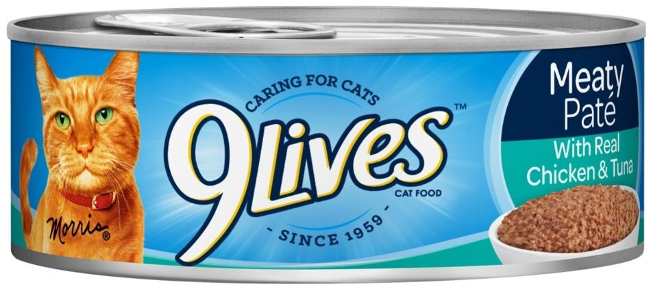 9 Lives Meaty Pate with Chicken and Tuna Dinner Canned Cat Food