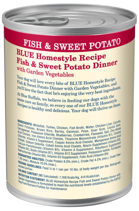 Blue Buffalo Homestyle Recipe Adult Fish & Sweet Potato Dinner with Garden Vegetables Canned Dog Food