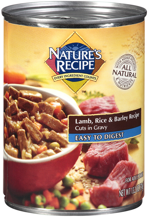 Nature's Recipe Easy to Digest Lamb Rice and Barley Cuts in Gravy Canned Dog Food