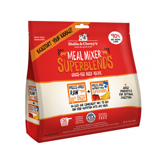 Stella & Chewy's Freeze Dried Raw Grass Fed Beef Meal Mixer SuperBlends Grain Free Dog Food Topper