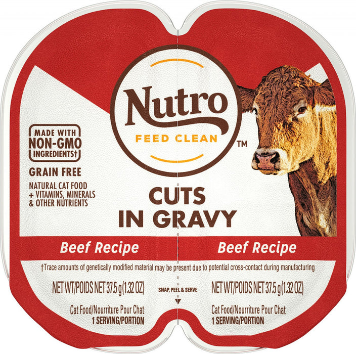 Nutro Perfect Portions Grain Free Cuts In Gravy Real Beef Recipe Wet Cat Food Trays