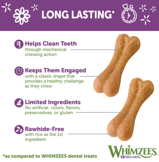 Whimzees Large Rice Bone Dental Chew Dog Treats