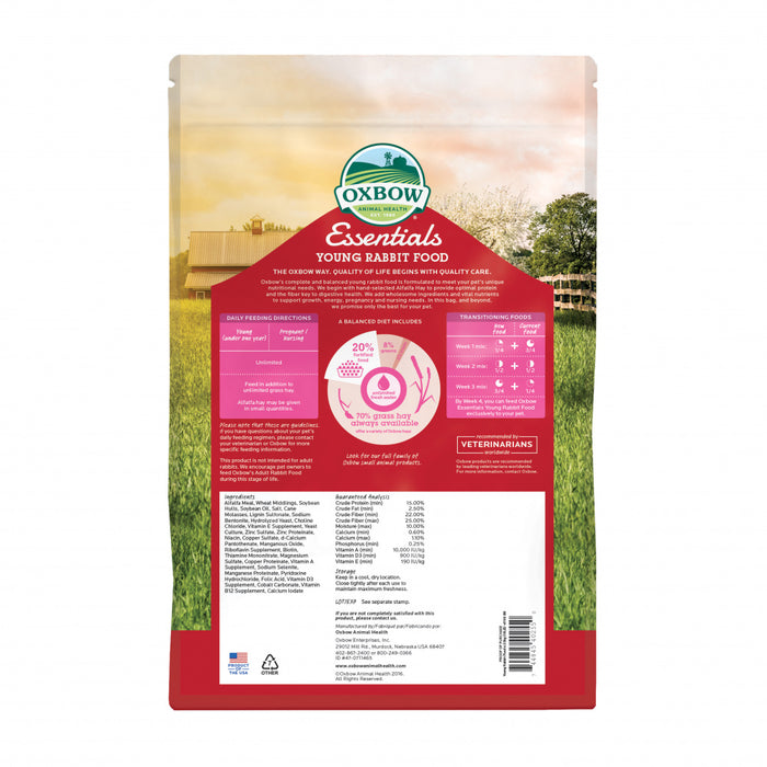 Oxbow Animal Health Essentials Young Rabbit Food All Natural Rabbit Pellets